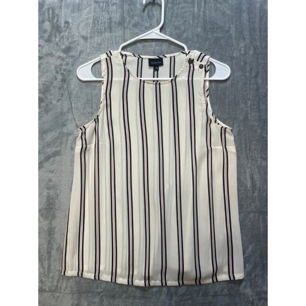 Who What Wear Womens Sleeveless Blouse Cream Black Red Striped Size XS